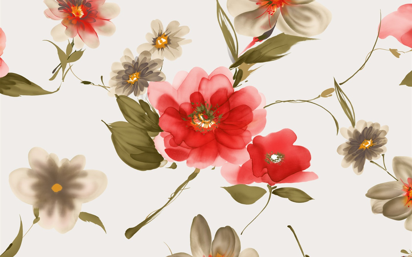 절묘한 잉크 꽃 배경 화면 #28 - 1440x900