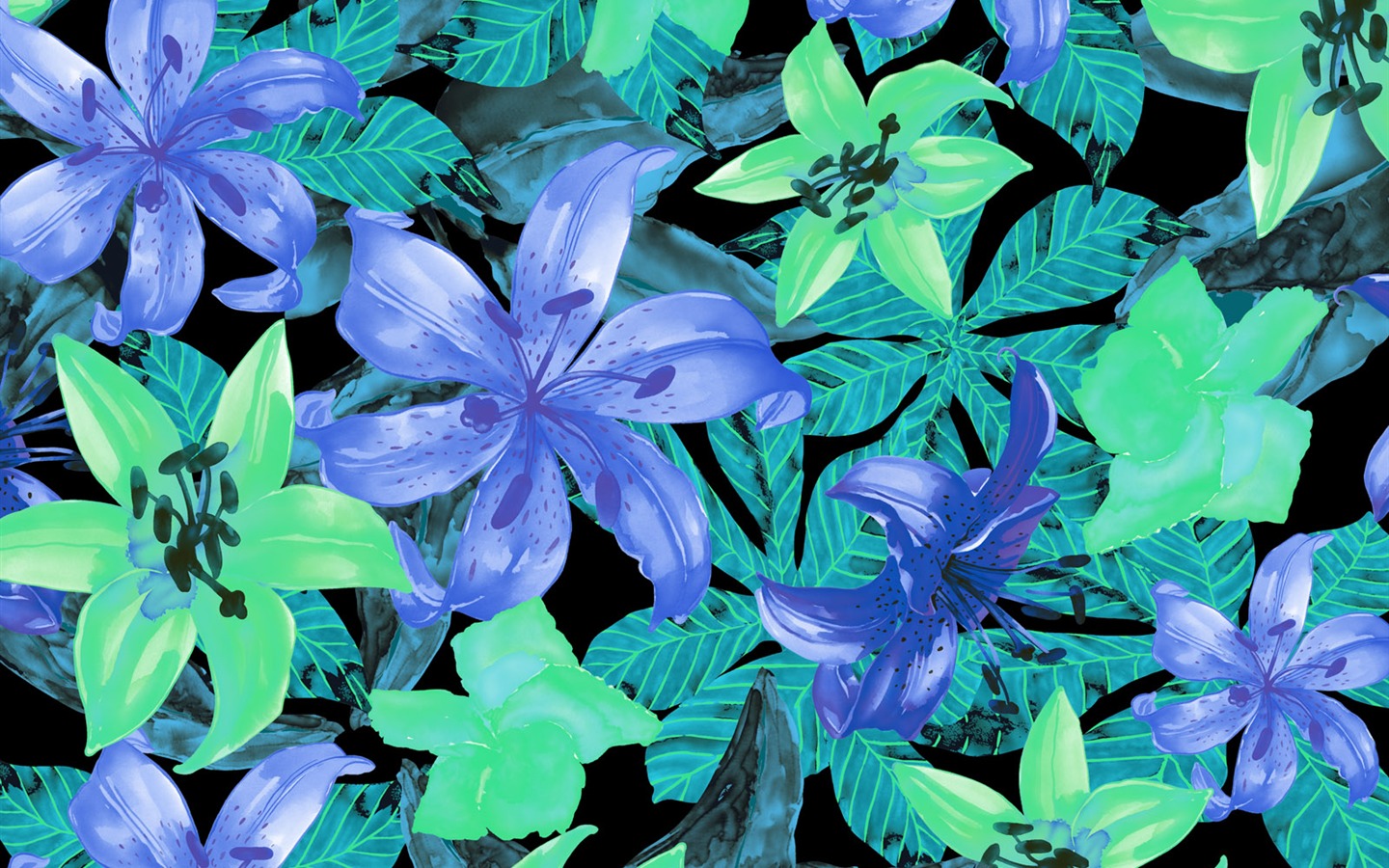 Exquisite Ink Flower Wallpapers #30 - 1440x900