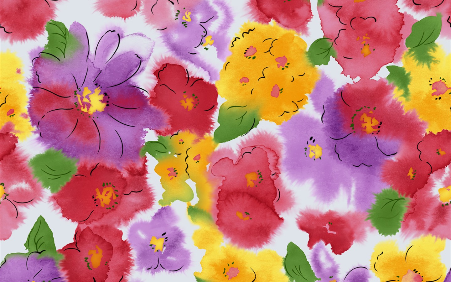 절묘한 잉크 꽃 배경 화면 #32 - 1440x900