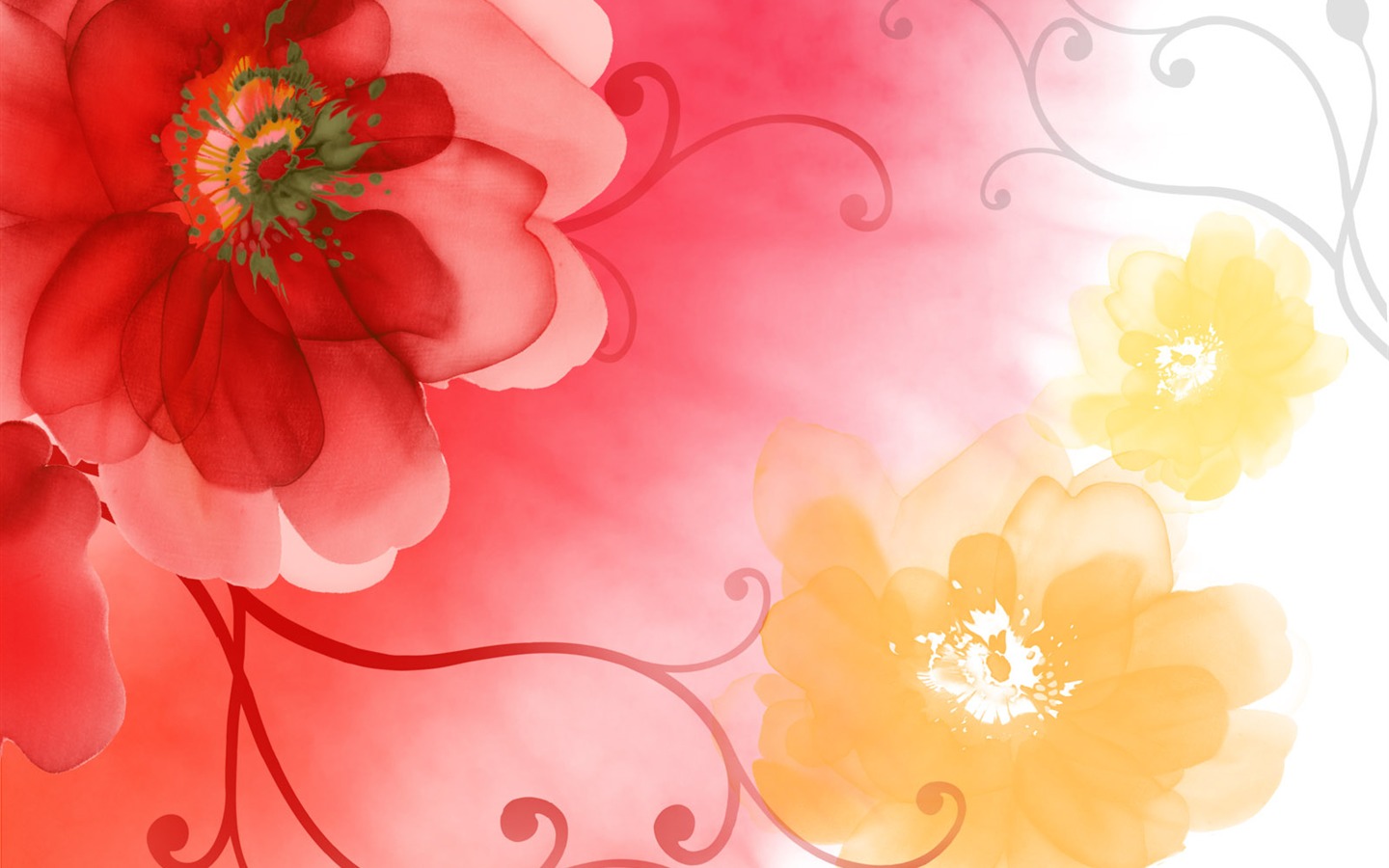 Exquisite Ink Flower Wallpapers #38 - 1440x900