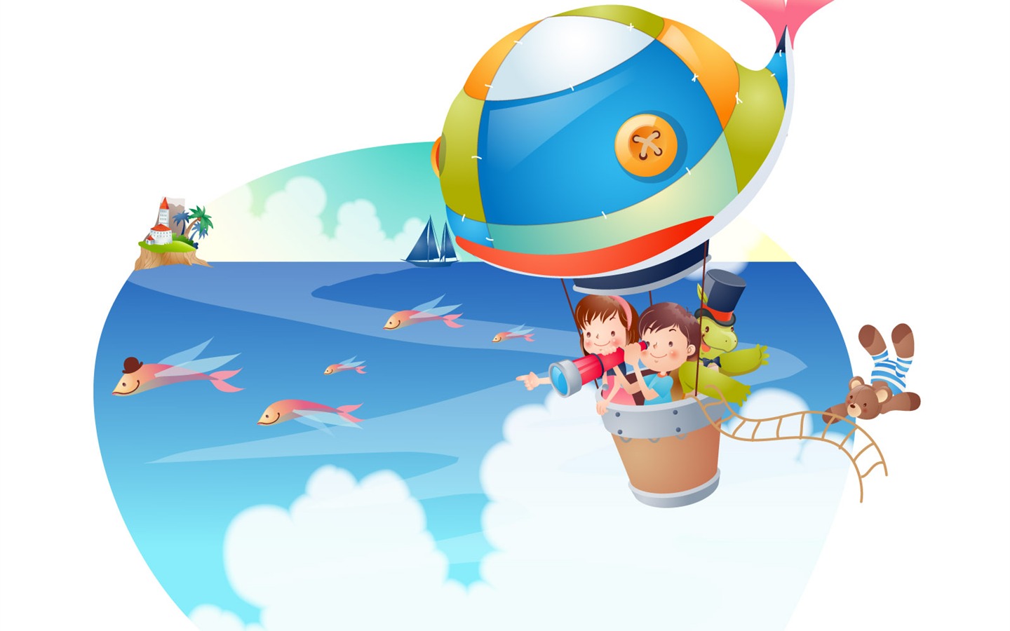 矢量快樂暑假壁紙(一) #14 - 1440x900