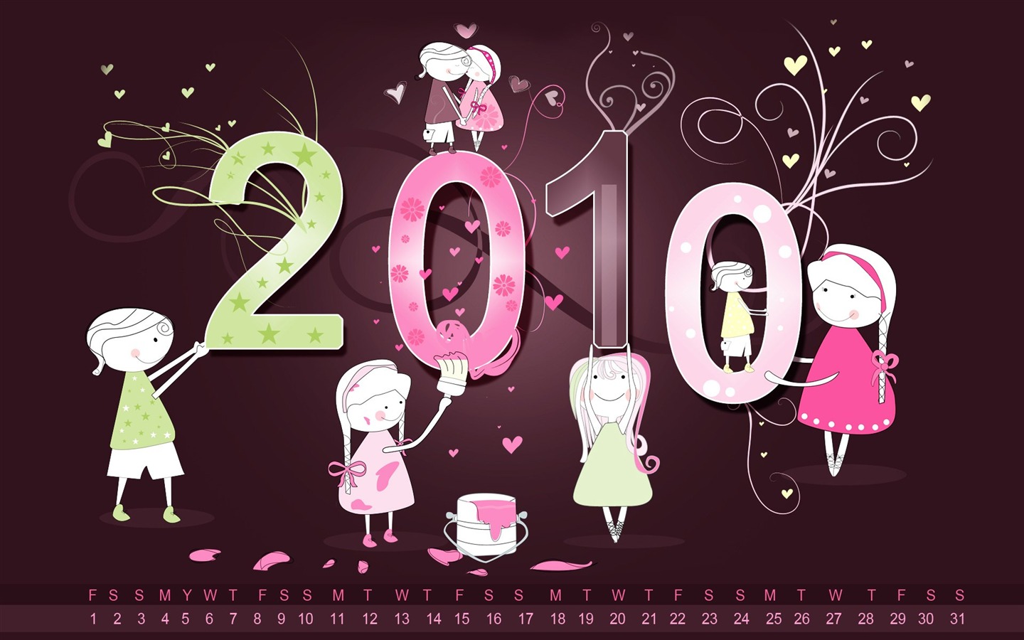 2010年1月月曆壁紙 #1 - 1440x900