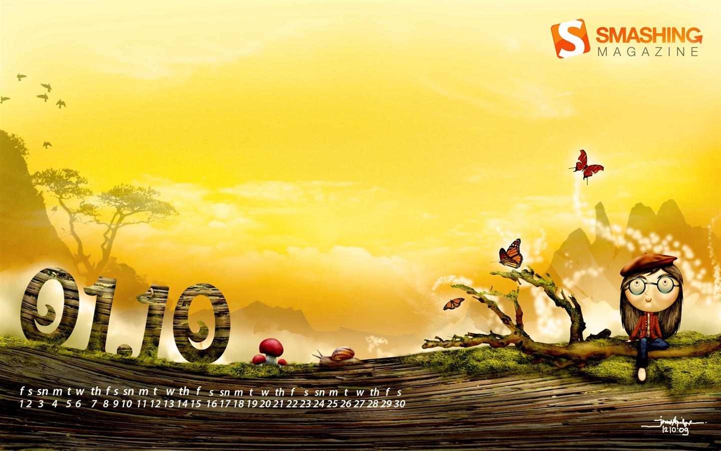 2010年1月月曆壁紙 #2 - 1440x900