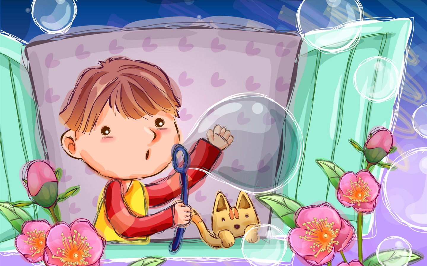 矢量快樂兒童壁紙(一) #7 - 1440x900