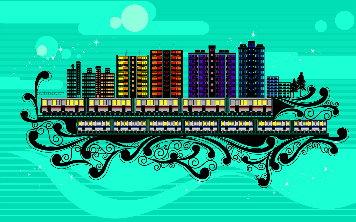 矢量花紋城市 壁紙(一) #14 - 1440x900