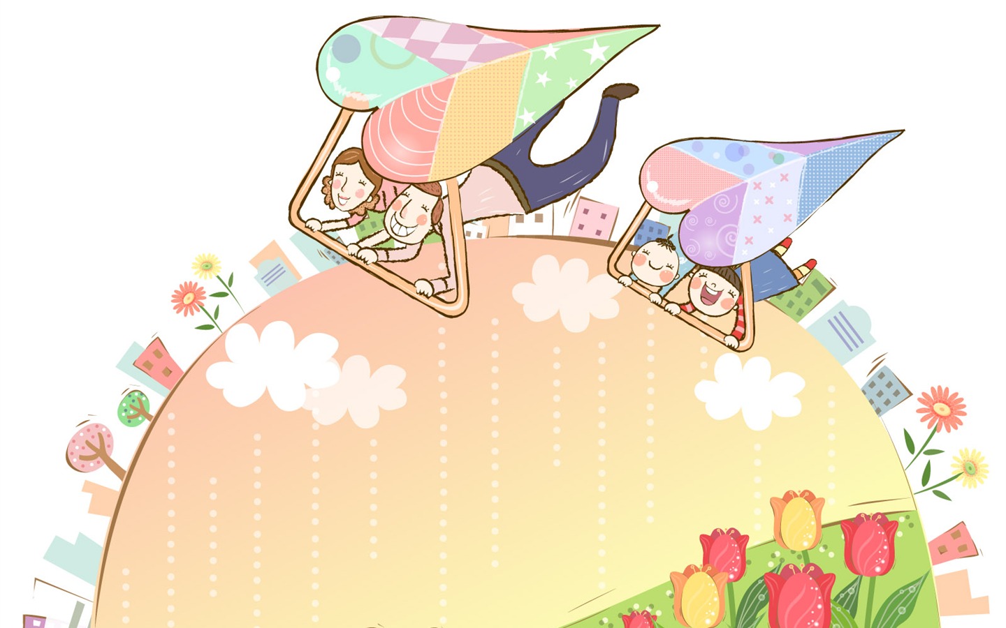 矢量幸福家庭壁紙 #4 - 1440x900