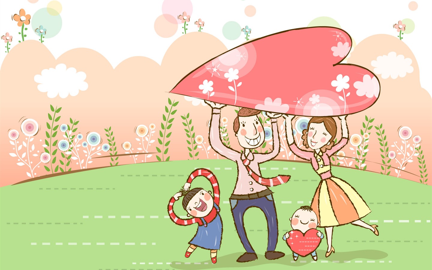 矢量幸福家庭壁紙 #18 - 1440x900