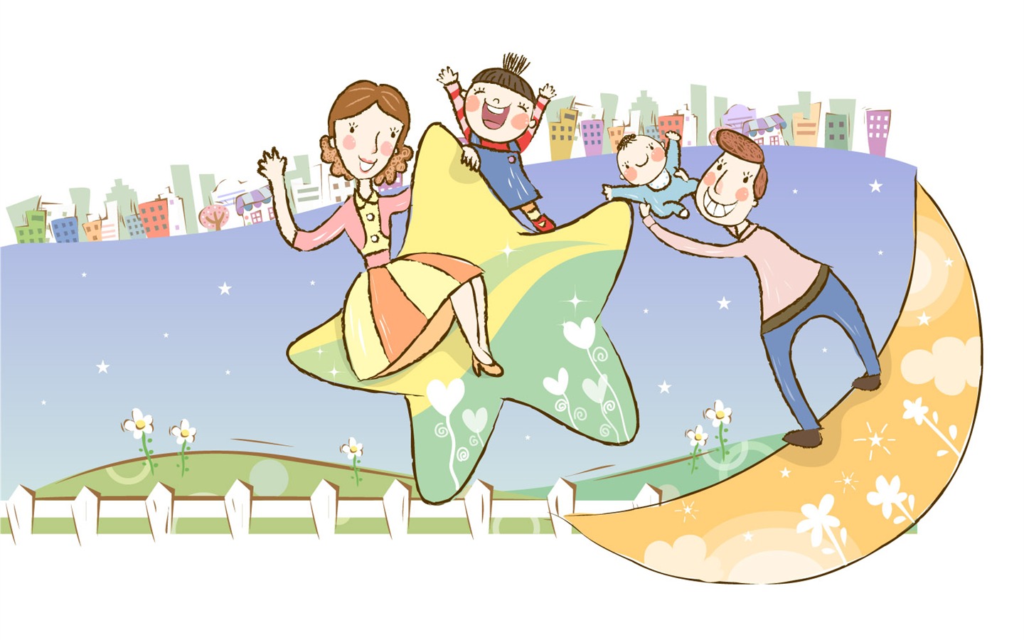 矢量幸福家庭壁紙 #34 - 1440x900