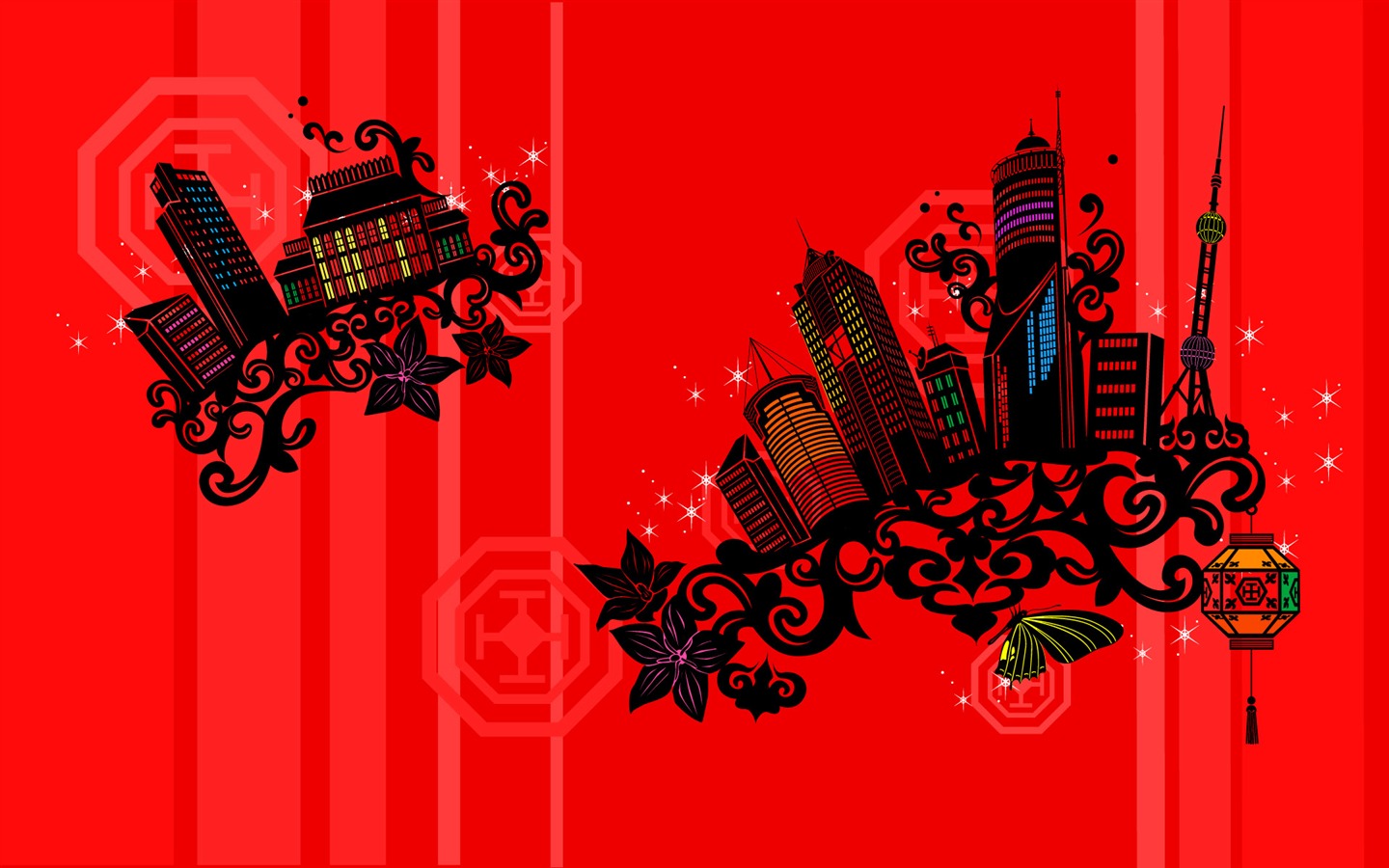 矢量花紋城市 壁紙(二) #14 - 1440x900