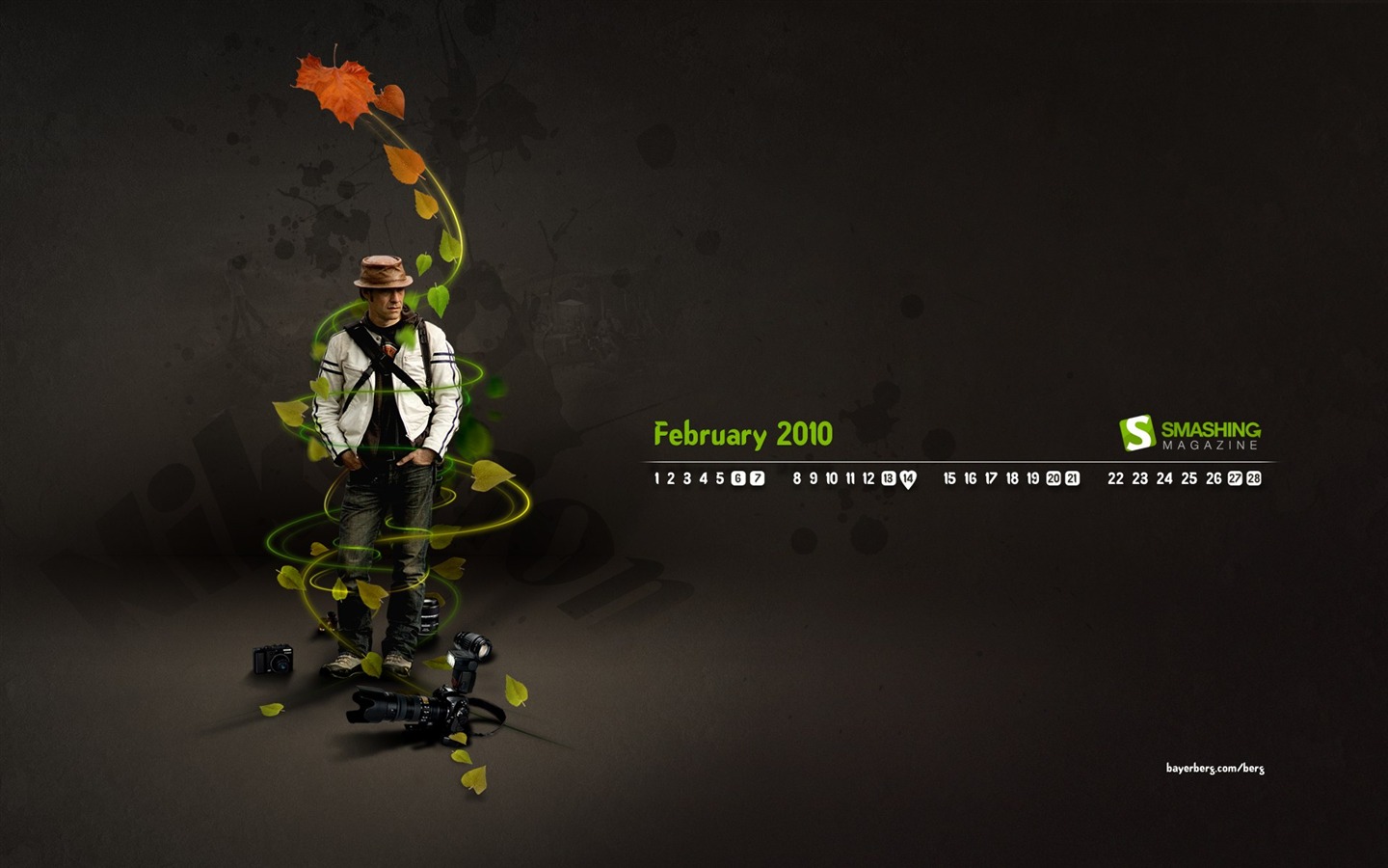 2010年2月月曆 創意壁紙 #5 - 1440x900