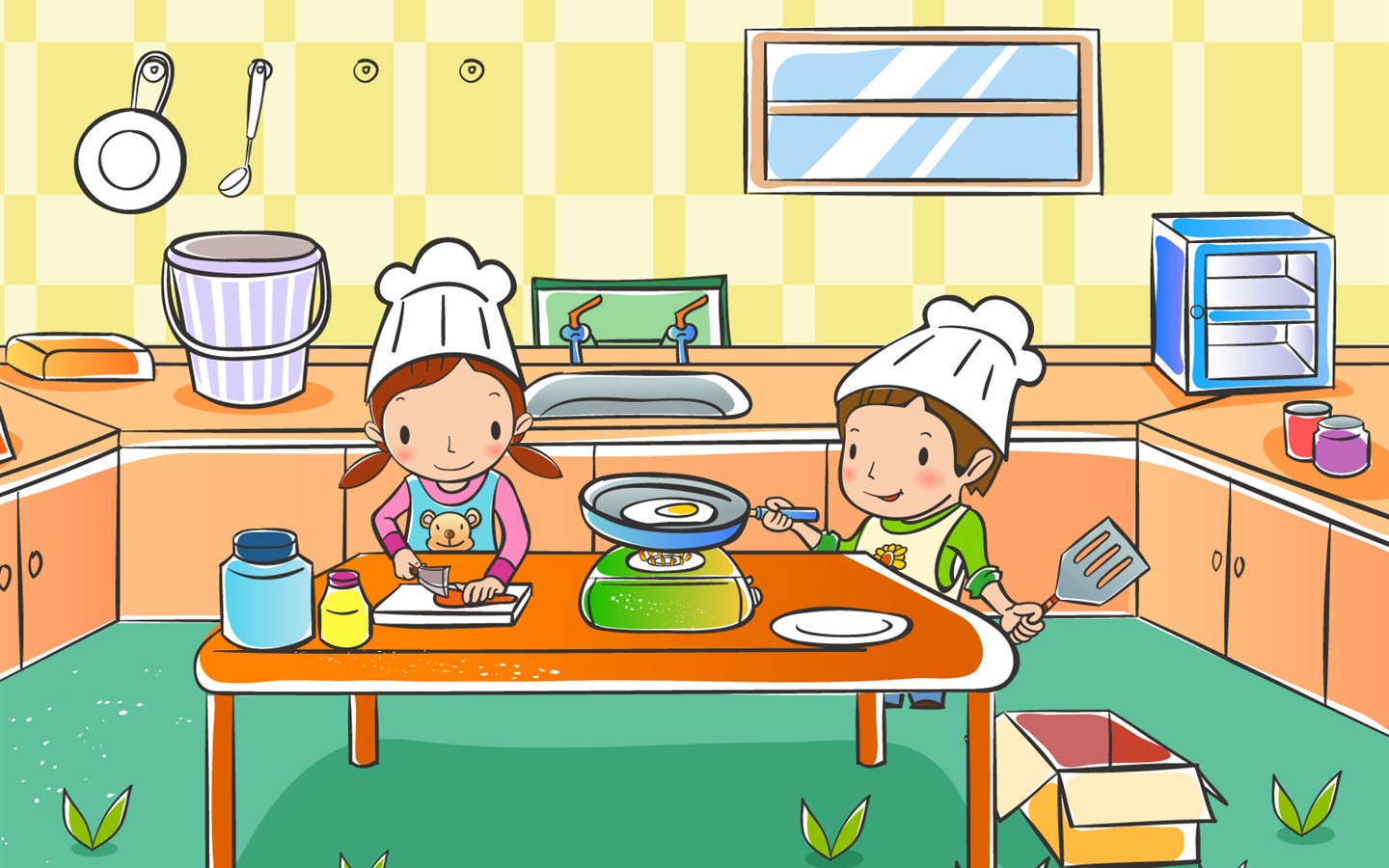 Vector cartoon childhood wallpaper (1) #10 - 1440x900