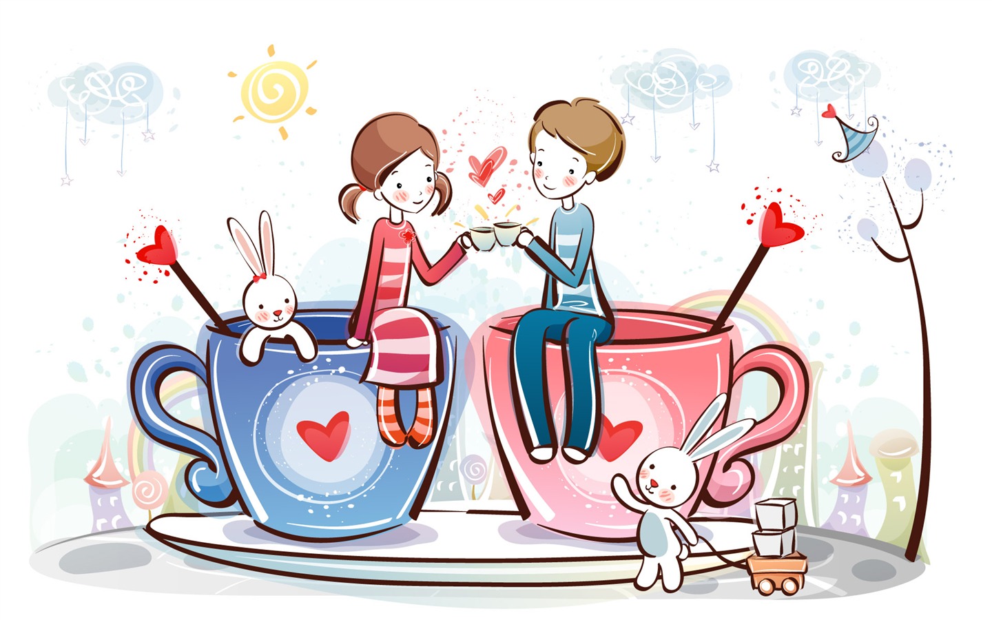 Cartoon Valentine's Day wallpapers (2) #1 - 1440x900