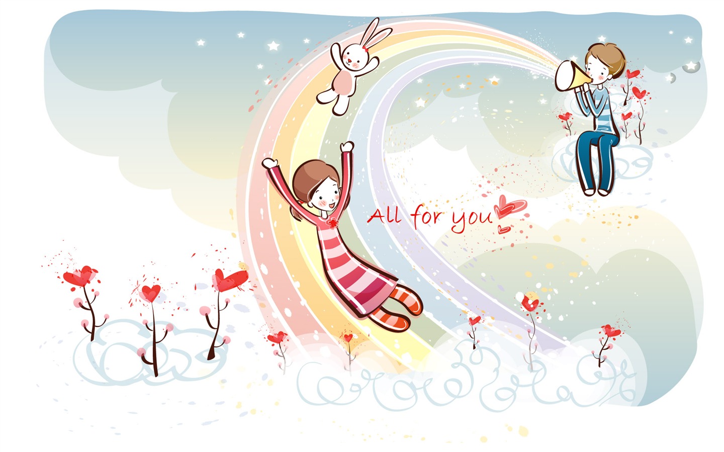 fondos de pantalla de dibujos animados de San Valentín (2) #4 - 1440x900