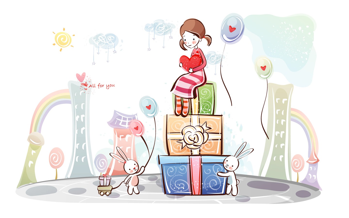 Cartoon Valentine's Day wallpapers (2) #15 - 1440x900