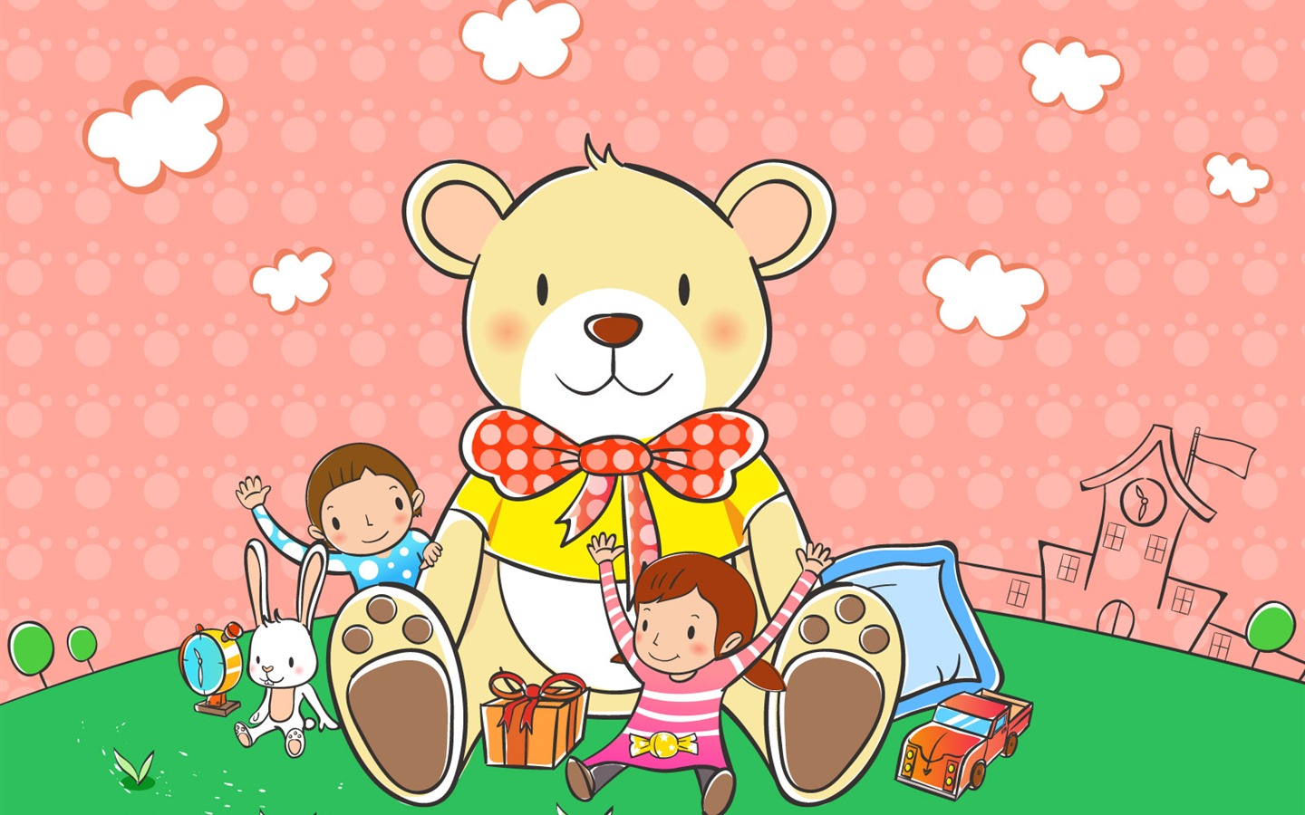 Vector cartoon childhood wallpaper (2) #14 - 1440x900