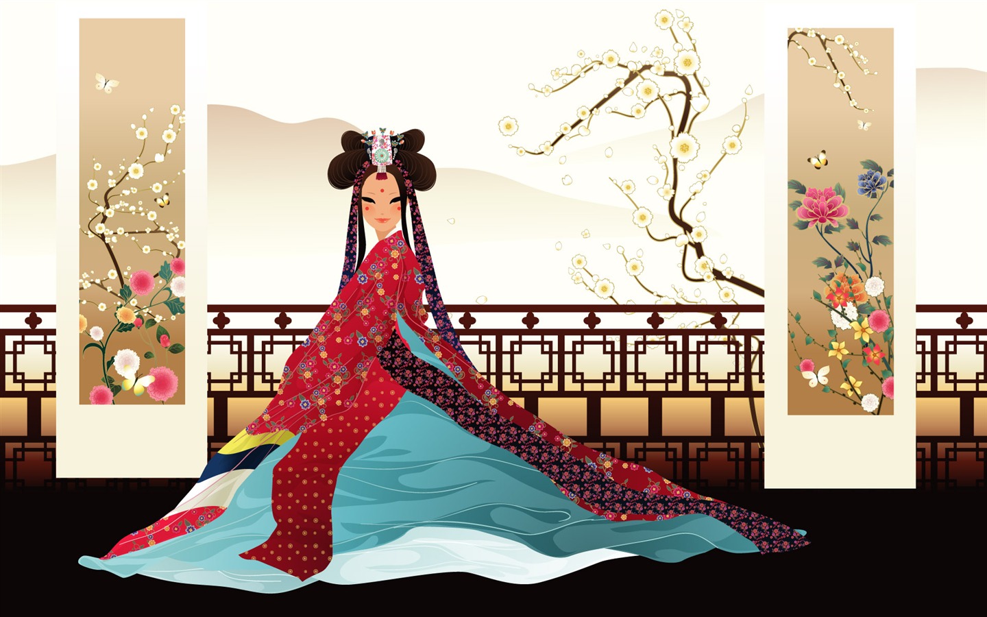 Vektorové wallpaper korejských žen (1) #2 - 1440x900