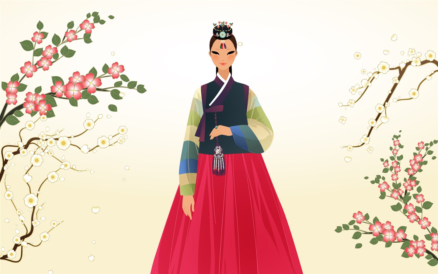 Vector wallpaper of Korean women (1) #4 - 1440x900