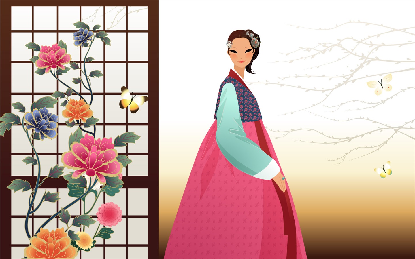 韓国人女性 (1) のベクトルの壁紙 #6 - 1440x900