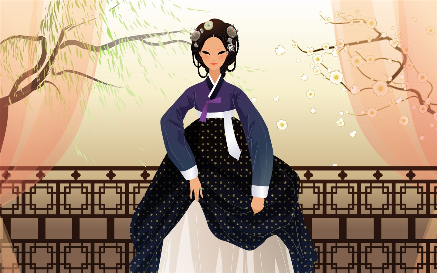 Vector wallpaper of Korean women (1) #8 - 1440x900