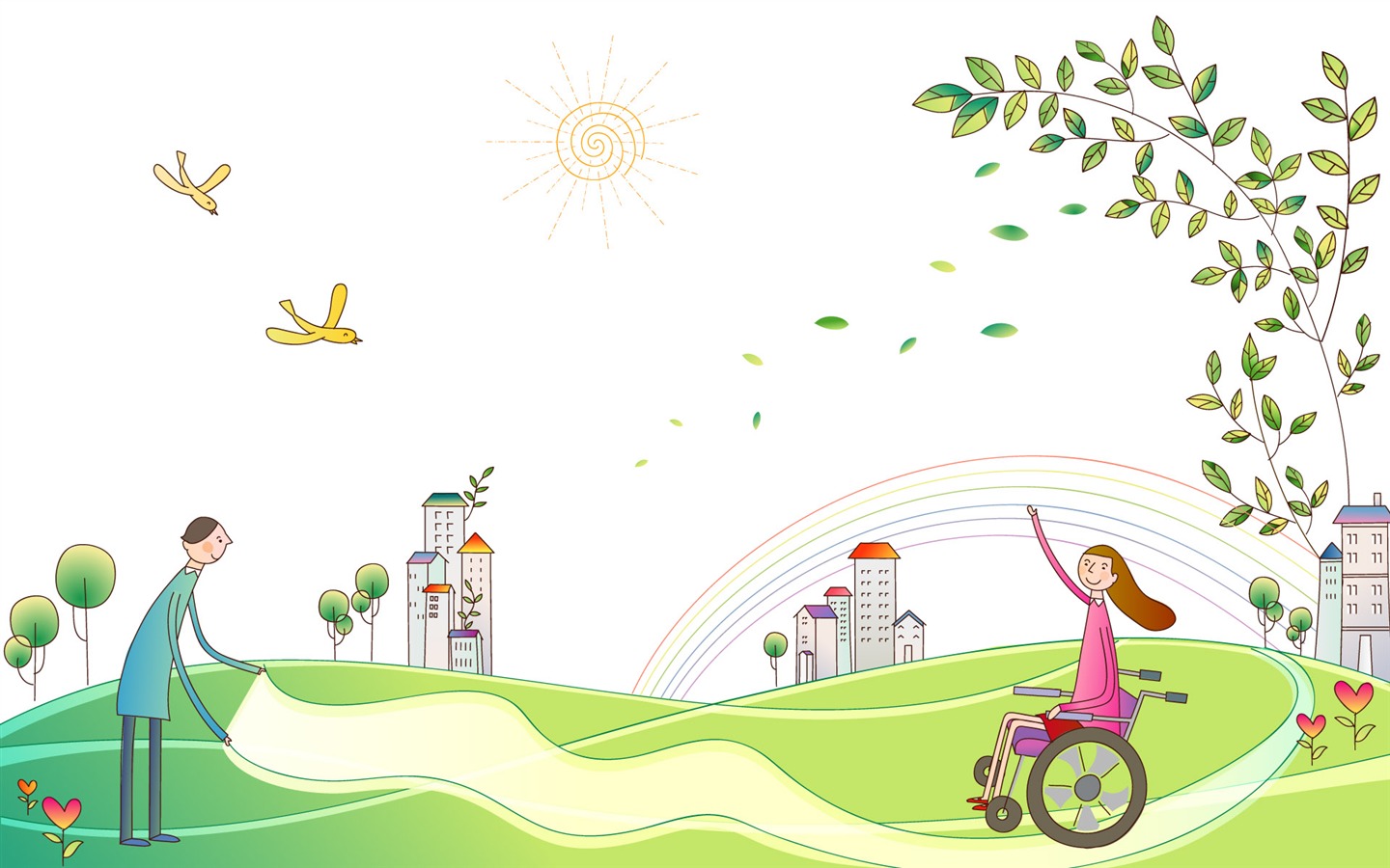 Vector cartoon lovers wallpaper (1) #10 - 1440x900