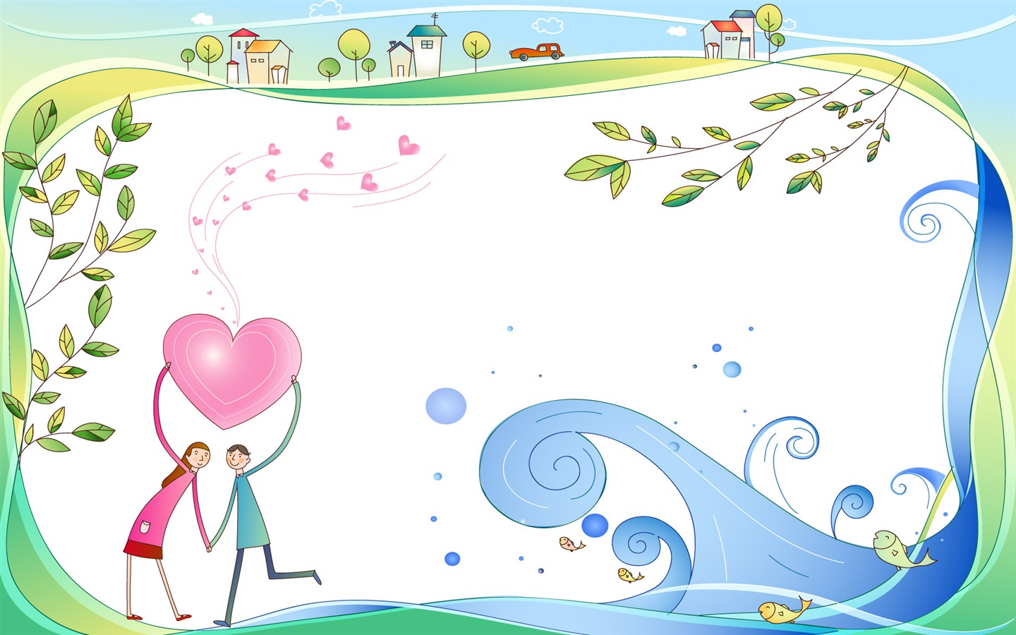 Cartoon Vector Lovers fond d'écran (1) #19 - 1440x900