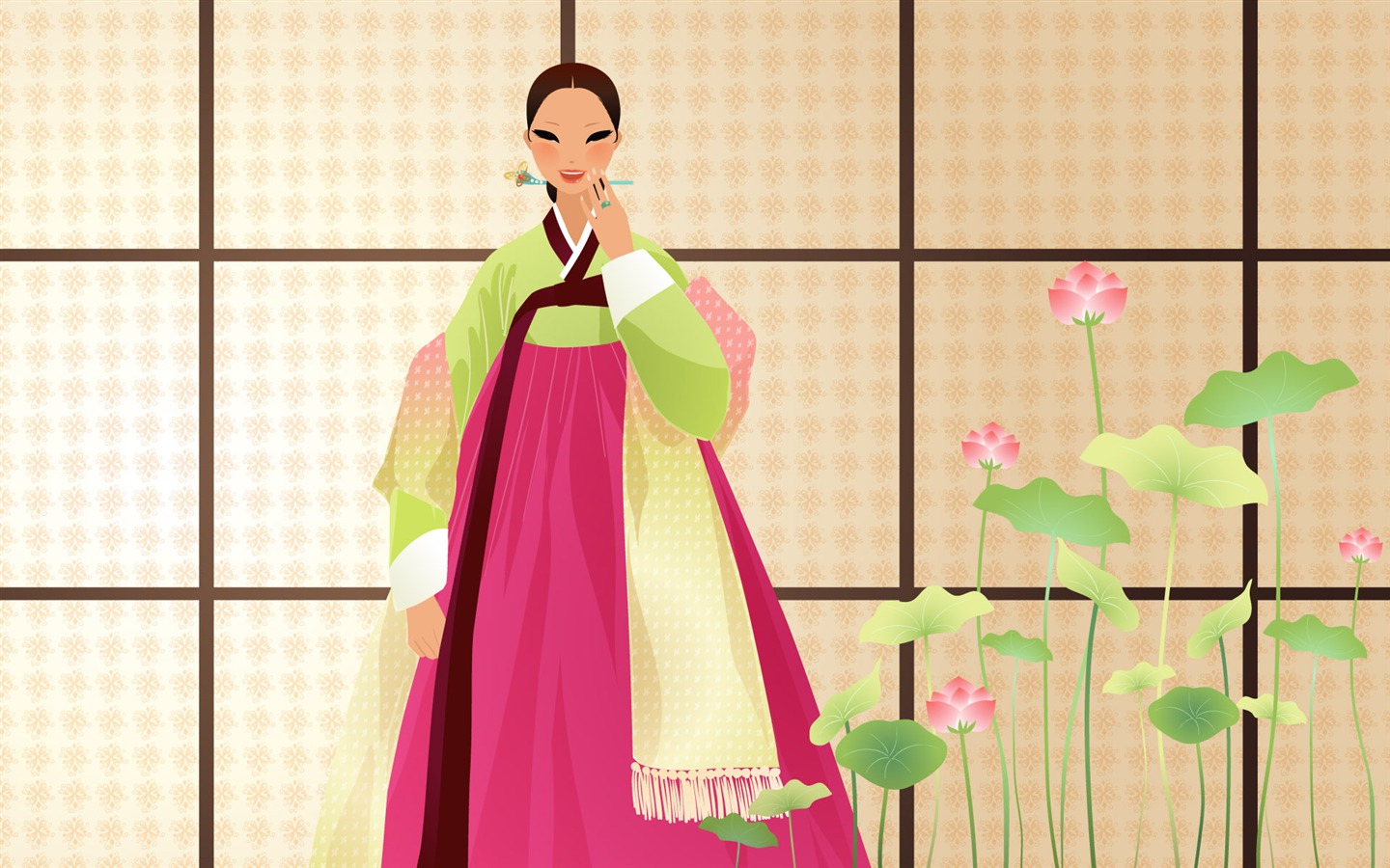 Vector wallpaper of Korean women (2) #6 - 1440x900
