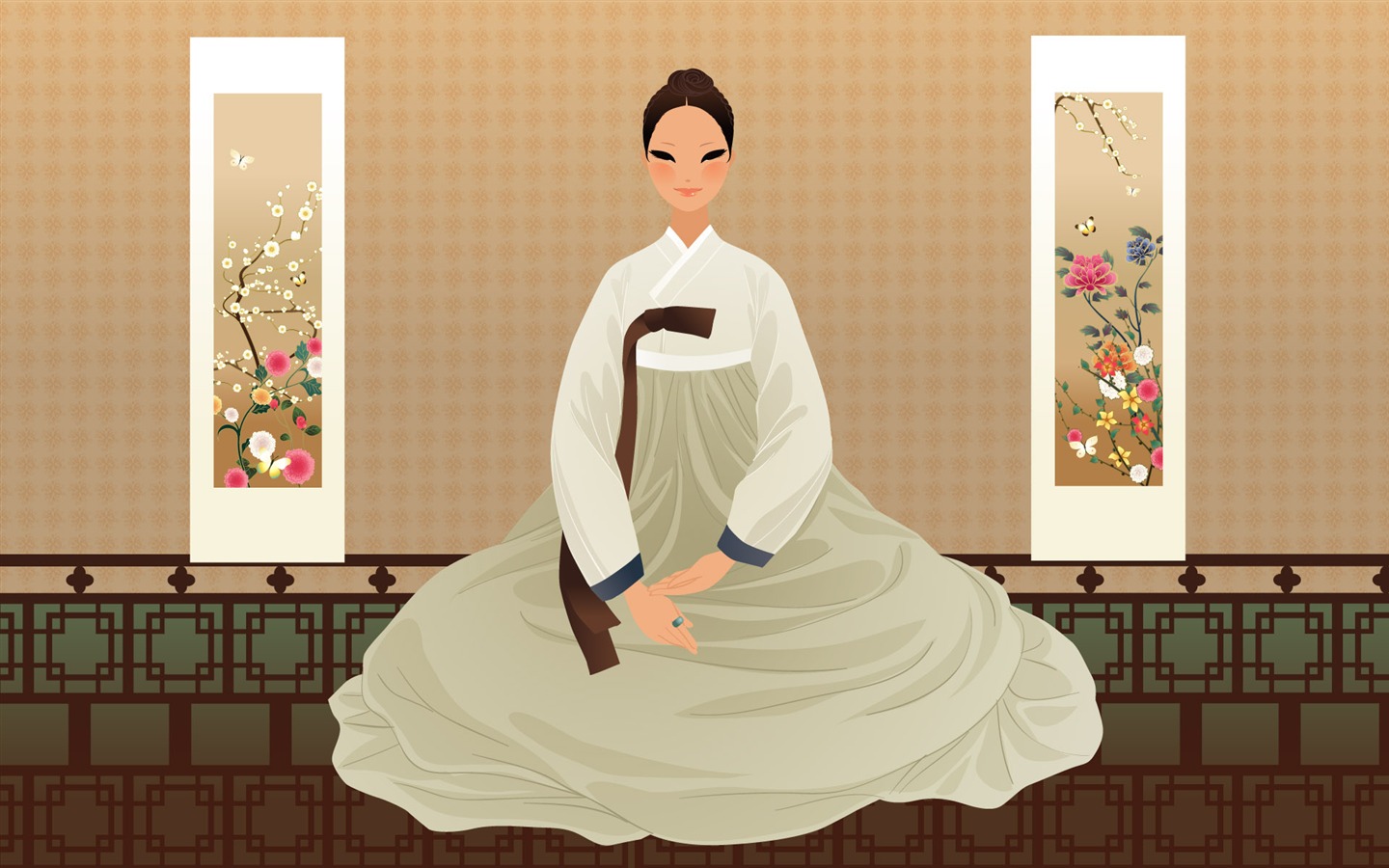 Vektorové wallpaper korejských žen (2) #9 - 1440x900