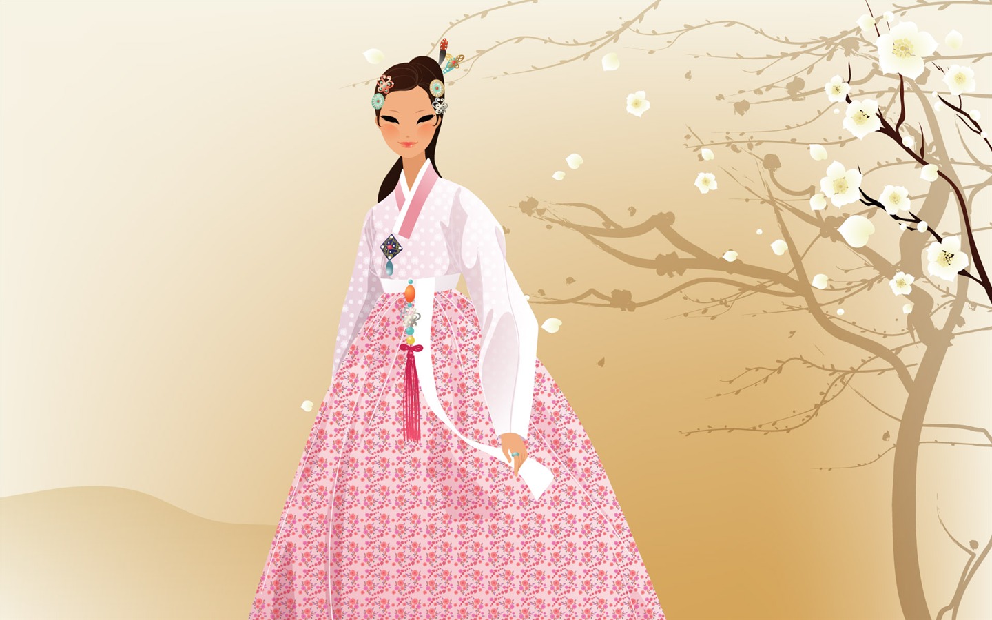 Vector wallpaper of Korean women (2) #15 - 1440x900
