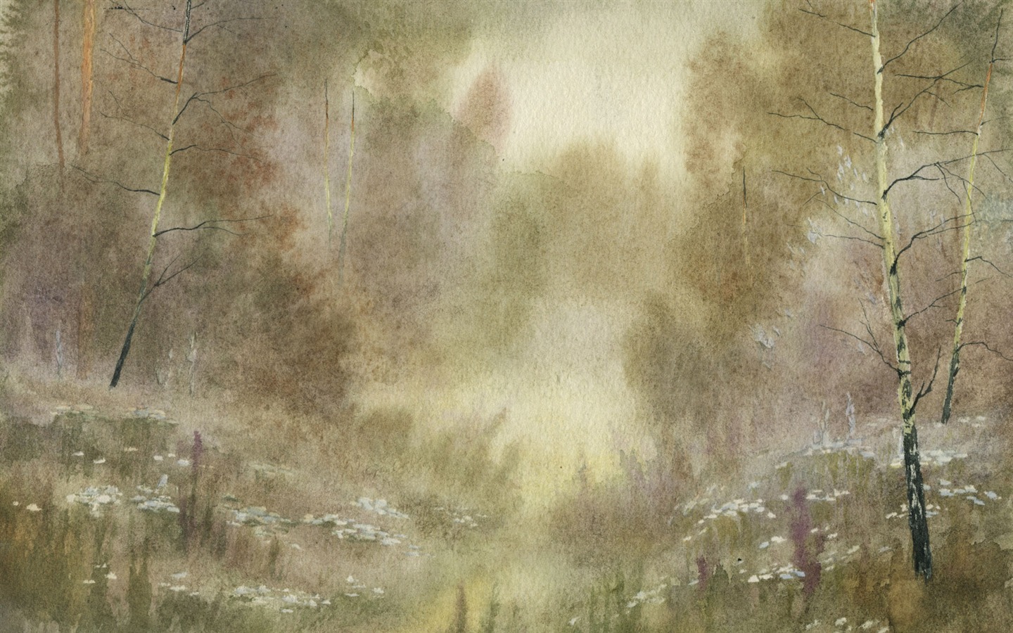 Fond d'écran paysage aquarelle peinte à la main (1) #2 - 1440x900