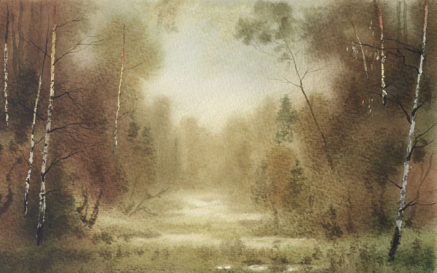 Aquarell-Landschaft handgemalten Tapeten (1) #6 - 1440x900
