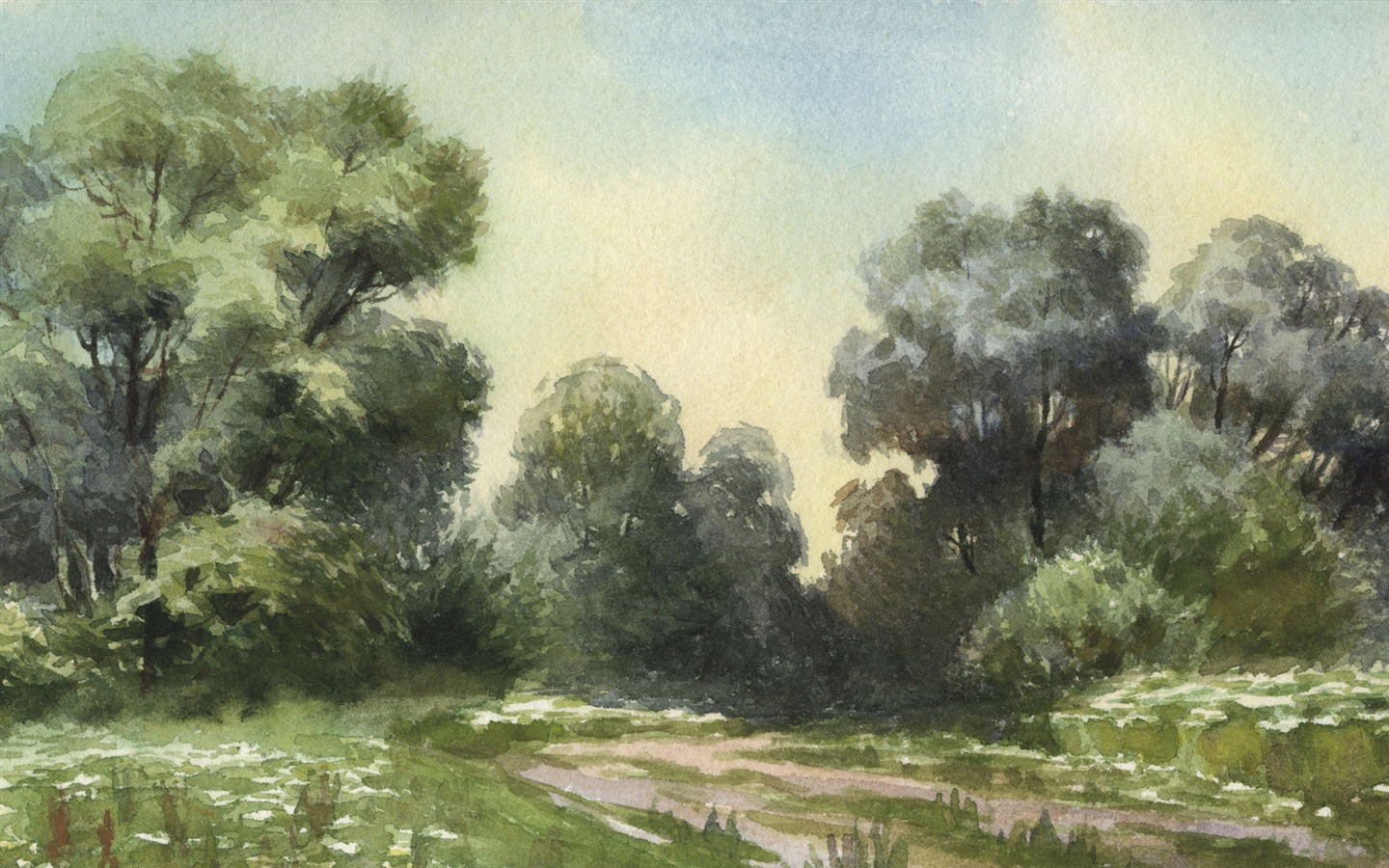 Watercolor landscape hand-painted wallpaper (1) #11 - 1440x900