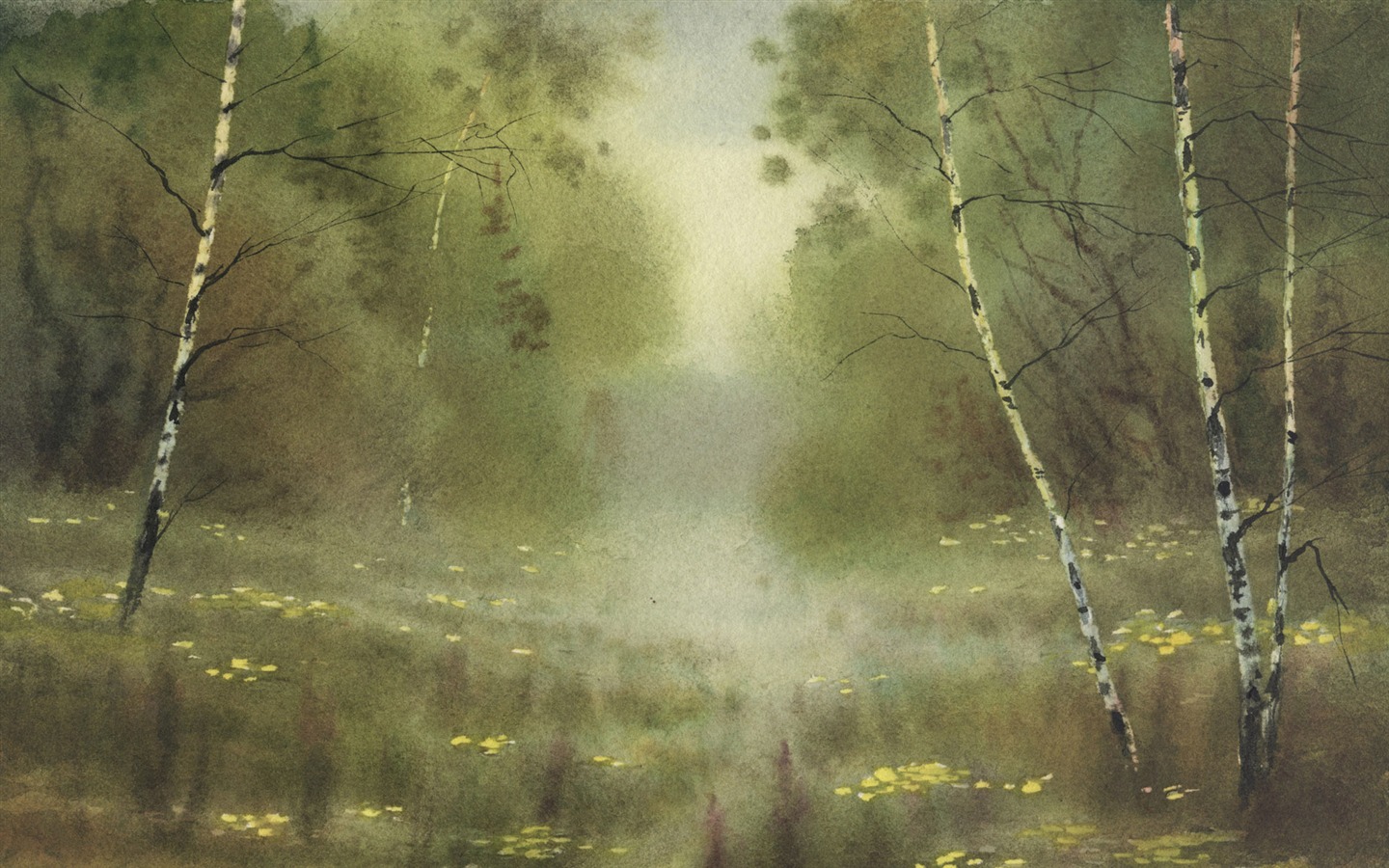 Watercolor landscape hand-painted wallpaper (1) #12 - 1440x900