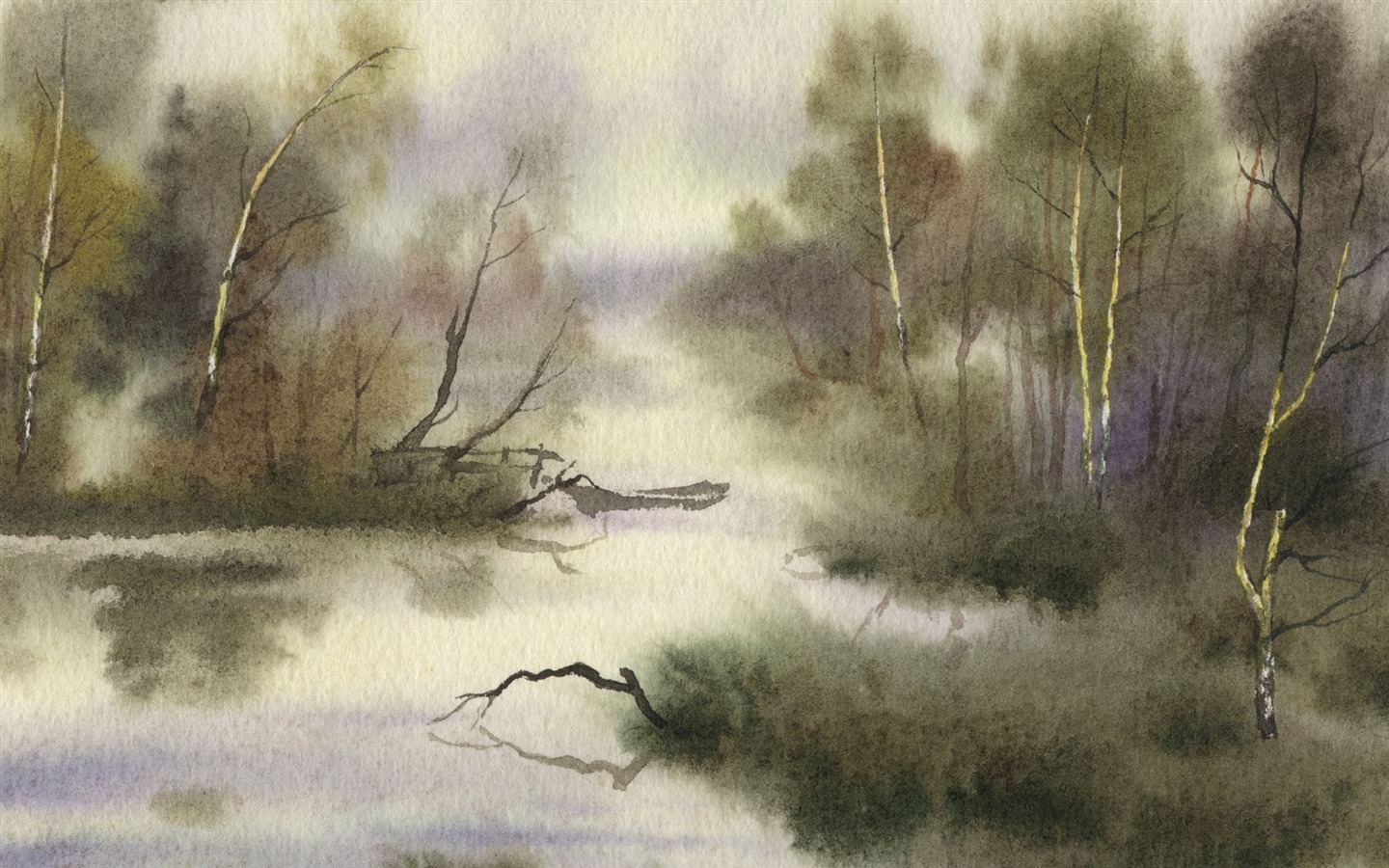 Watercolor landscape hand-painted wallpaper (2) #1 - 1440x900