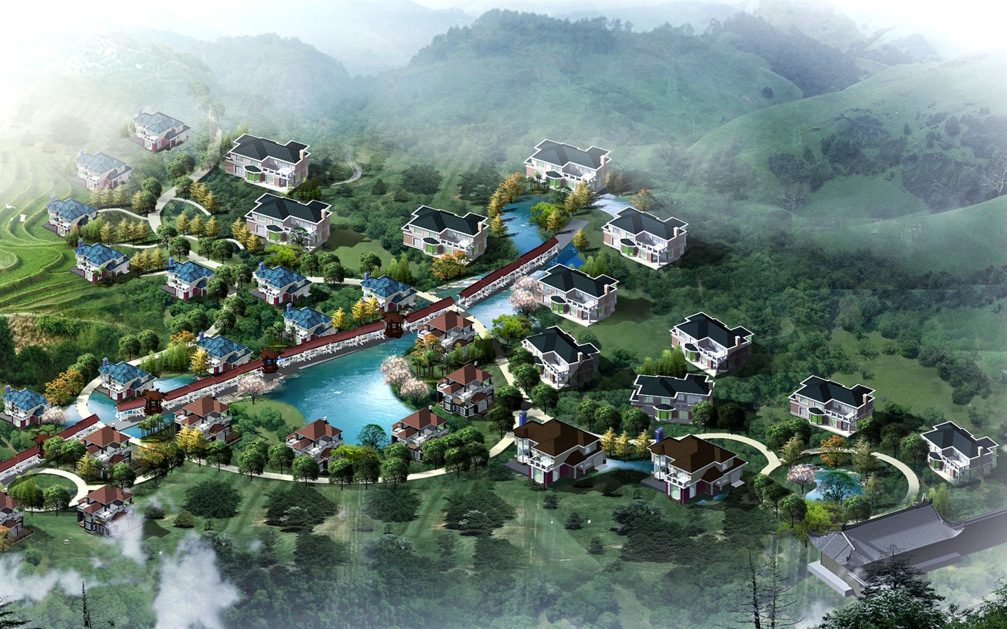 Effects of architecture and garden HD wallpaper (5) #5 - 1440x900