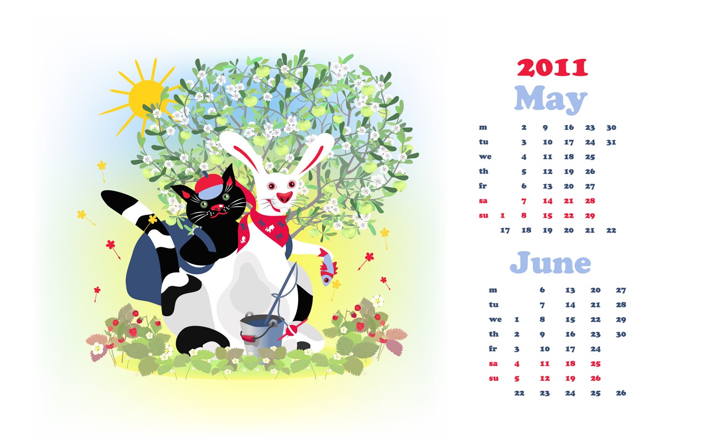 Année du papier peint Rabbit calendrier 2011 (2) #17 - 1440x900