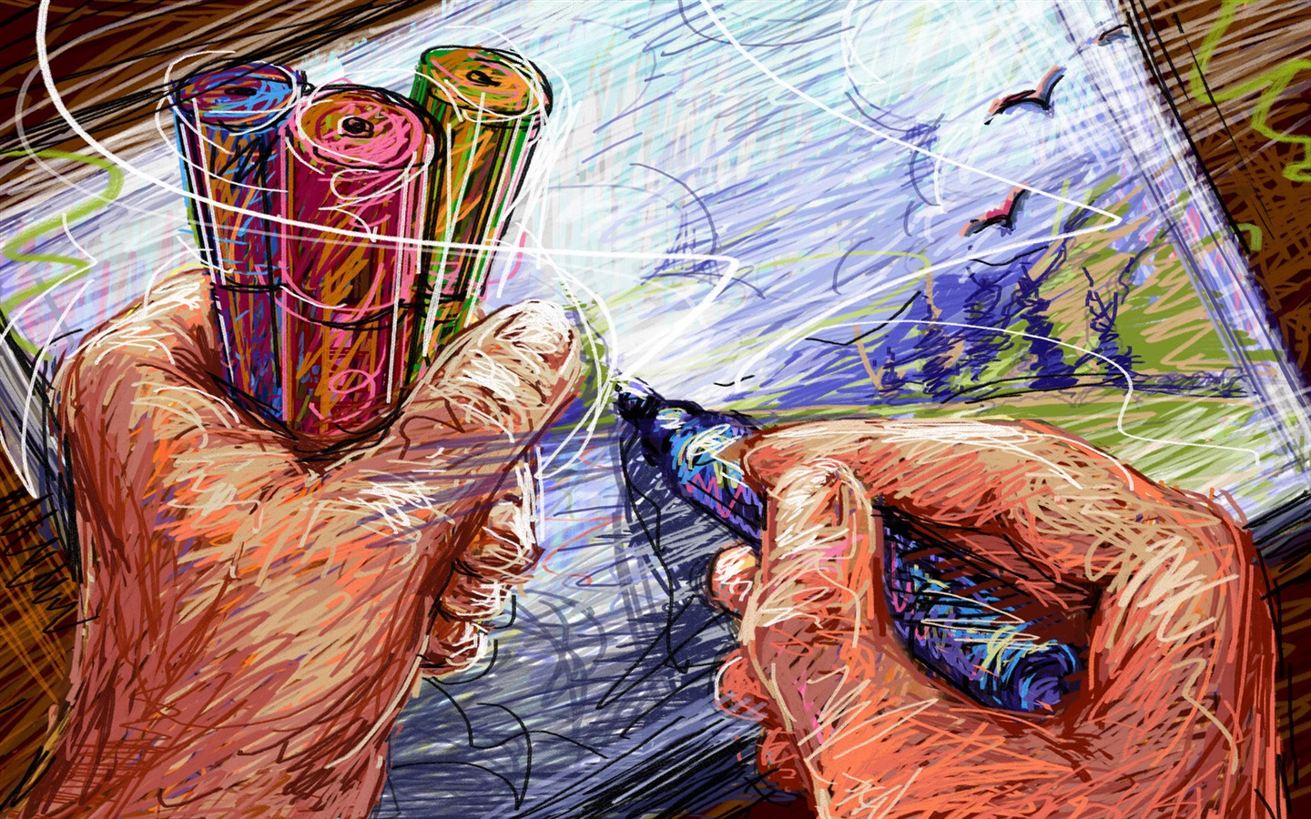 Living hand-painted wallpaper widescreen (2) #19 - 1440x900