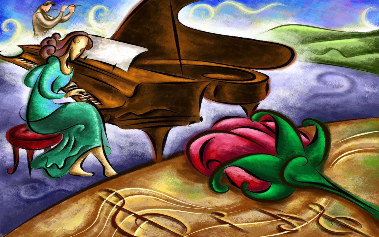 Living hand-painted wallpaper widescreen (8) #12 - 1440x900