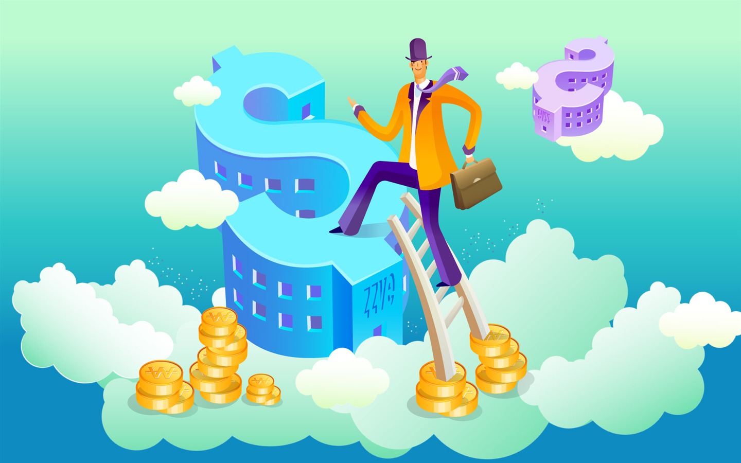 Vector cartoon wallpaper business meaning (1) #8 - 1440x900