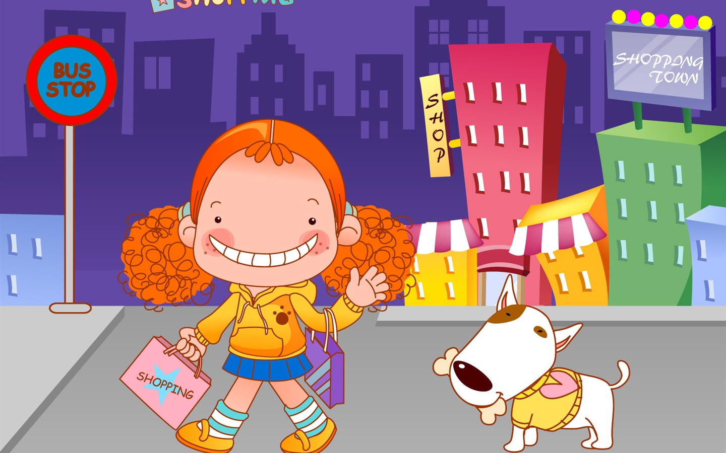 Vector girl and dog wallpapers #9 - 1440x900