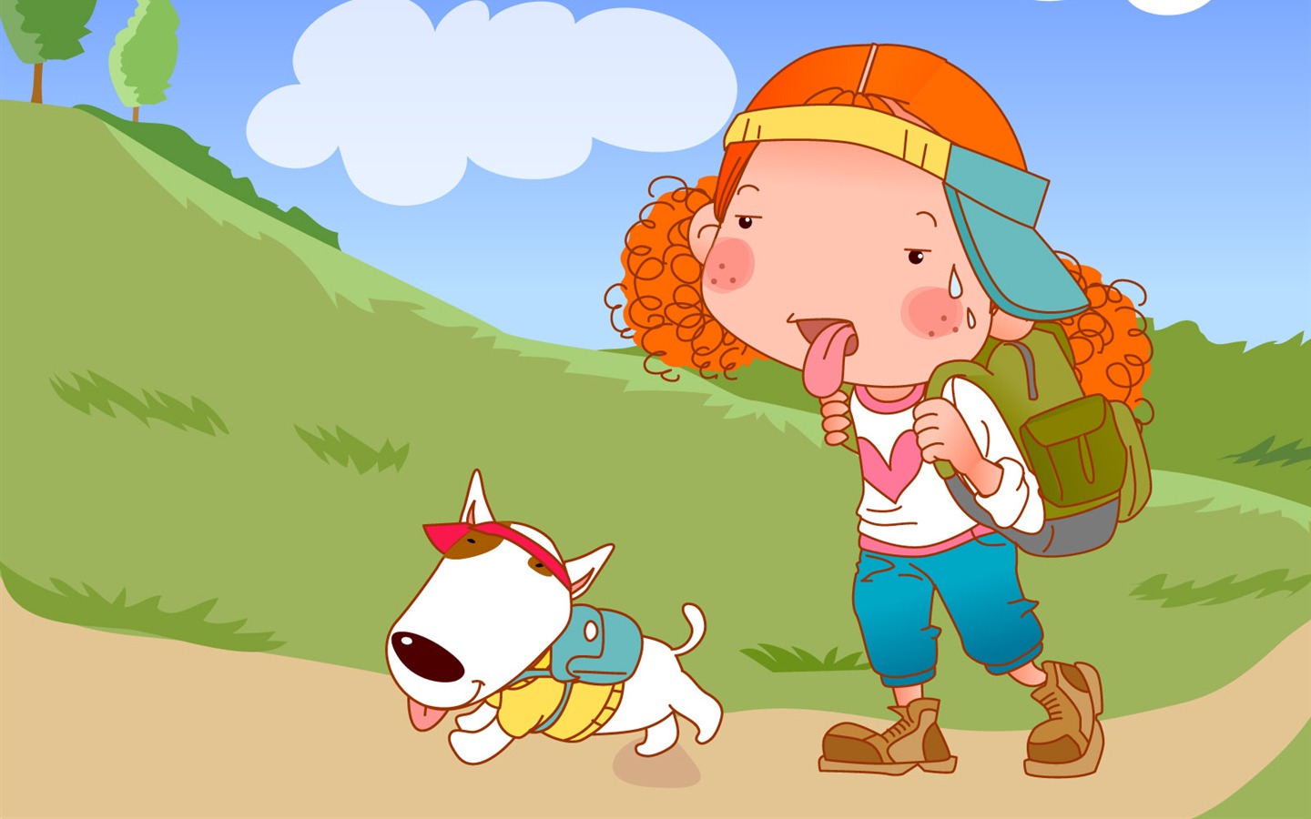 Vector girl and dog wallpapers #15 - 1440x900