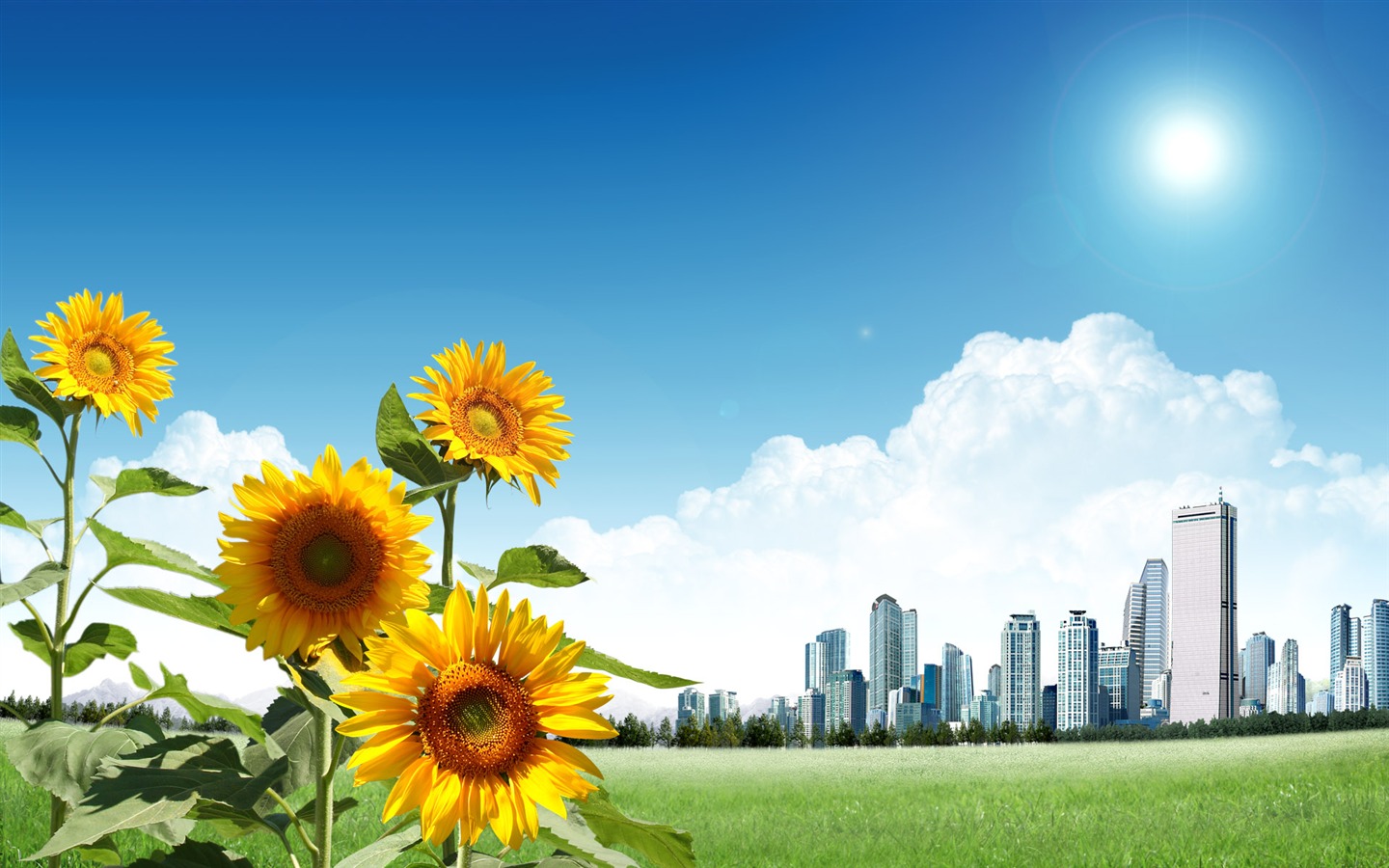 Photoshop sonnigen Sommertag Landschaft Wallpaper (1) #16 - 1440x900