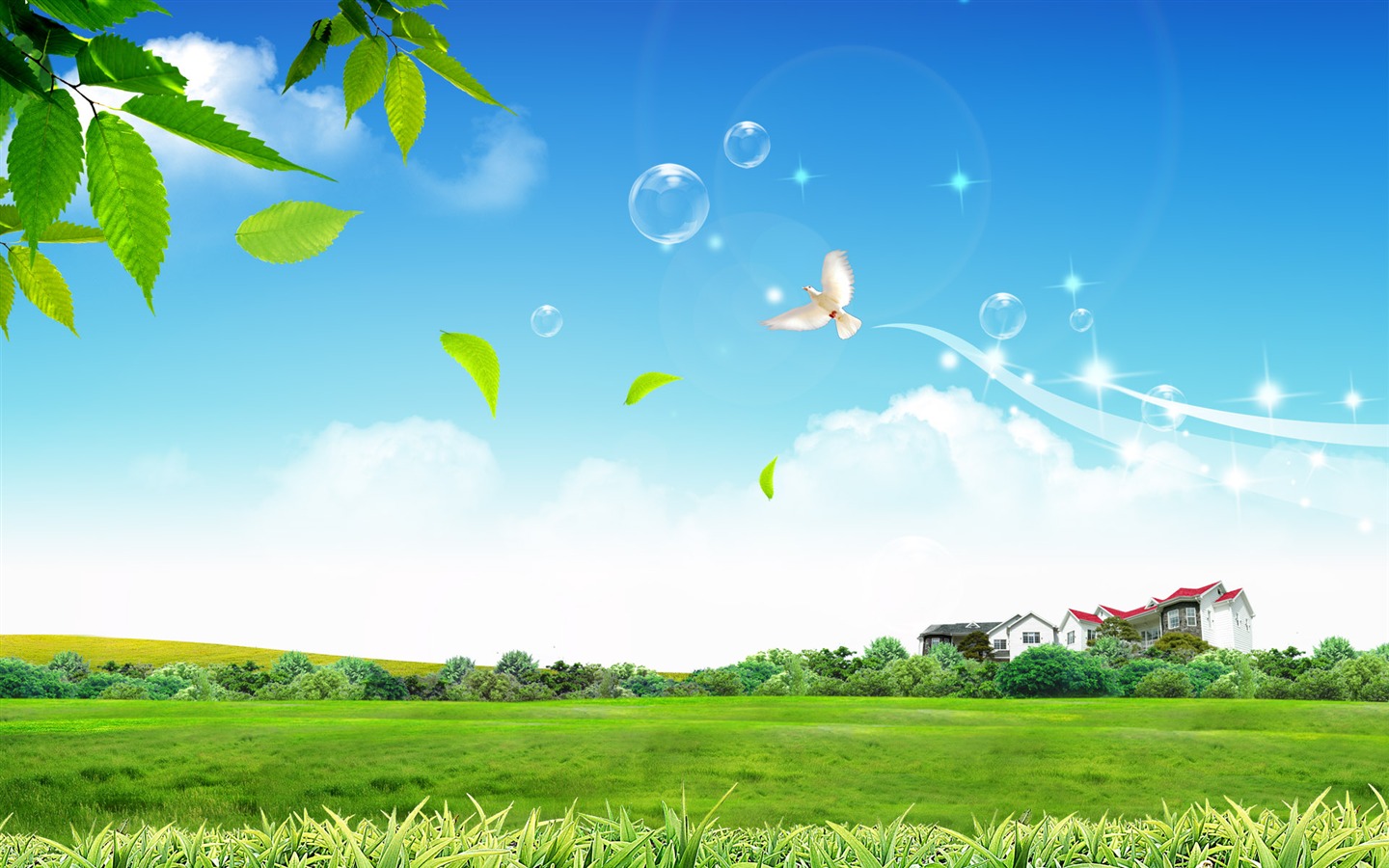 Photoshop sonnigen Sommertag Landschaft Wallpaper (1) #20 - 1440x900