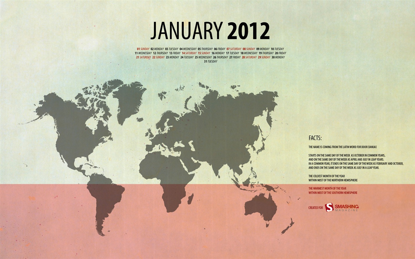 2012年1月 月曆壁紙 #10 - 1440x900