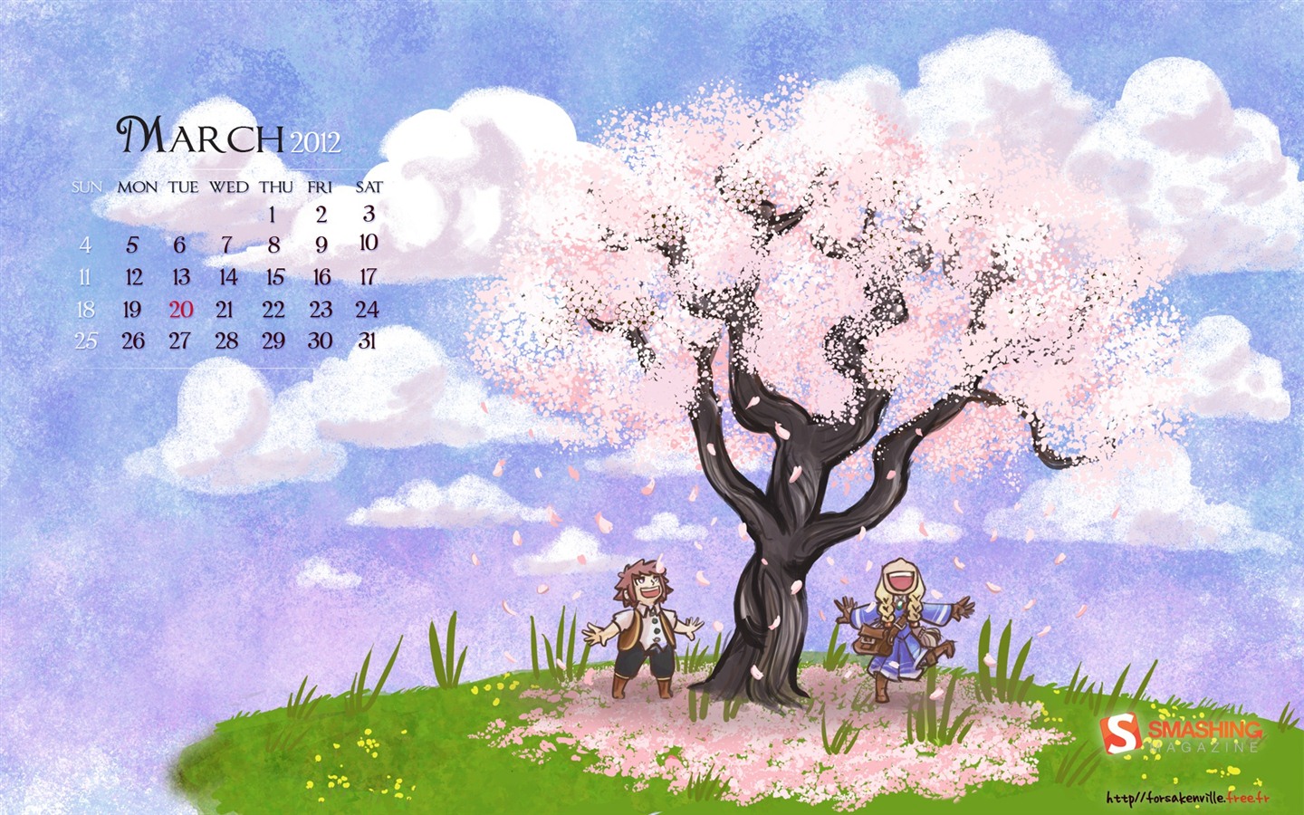 2012年3月カレンダー壁紙 #7 - 1440x900