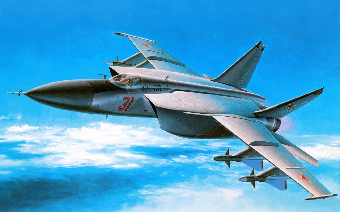 空中飛行的軍用飛機 精美繪畫壁紙 #5 - 1440x900