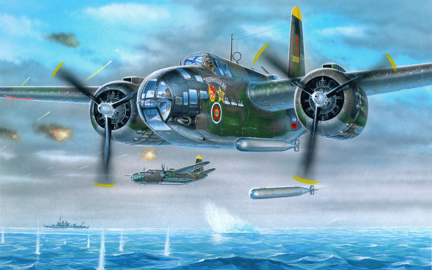 Avions militaires fonds d'écran de vol peinture exquis #13 - 1440x900