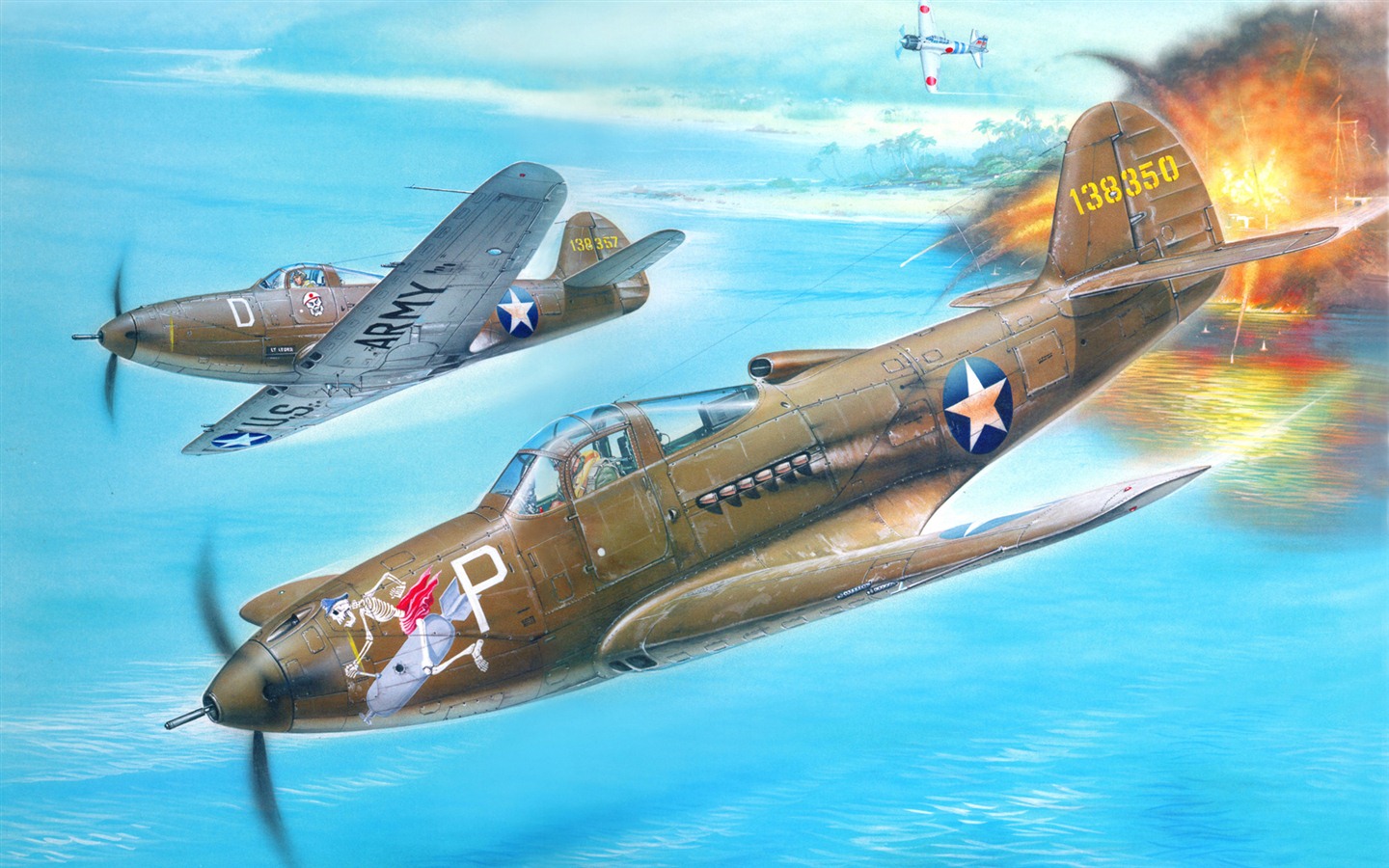 Military aircraft flight exquisite painting wallpapers #17 - 1440x900