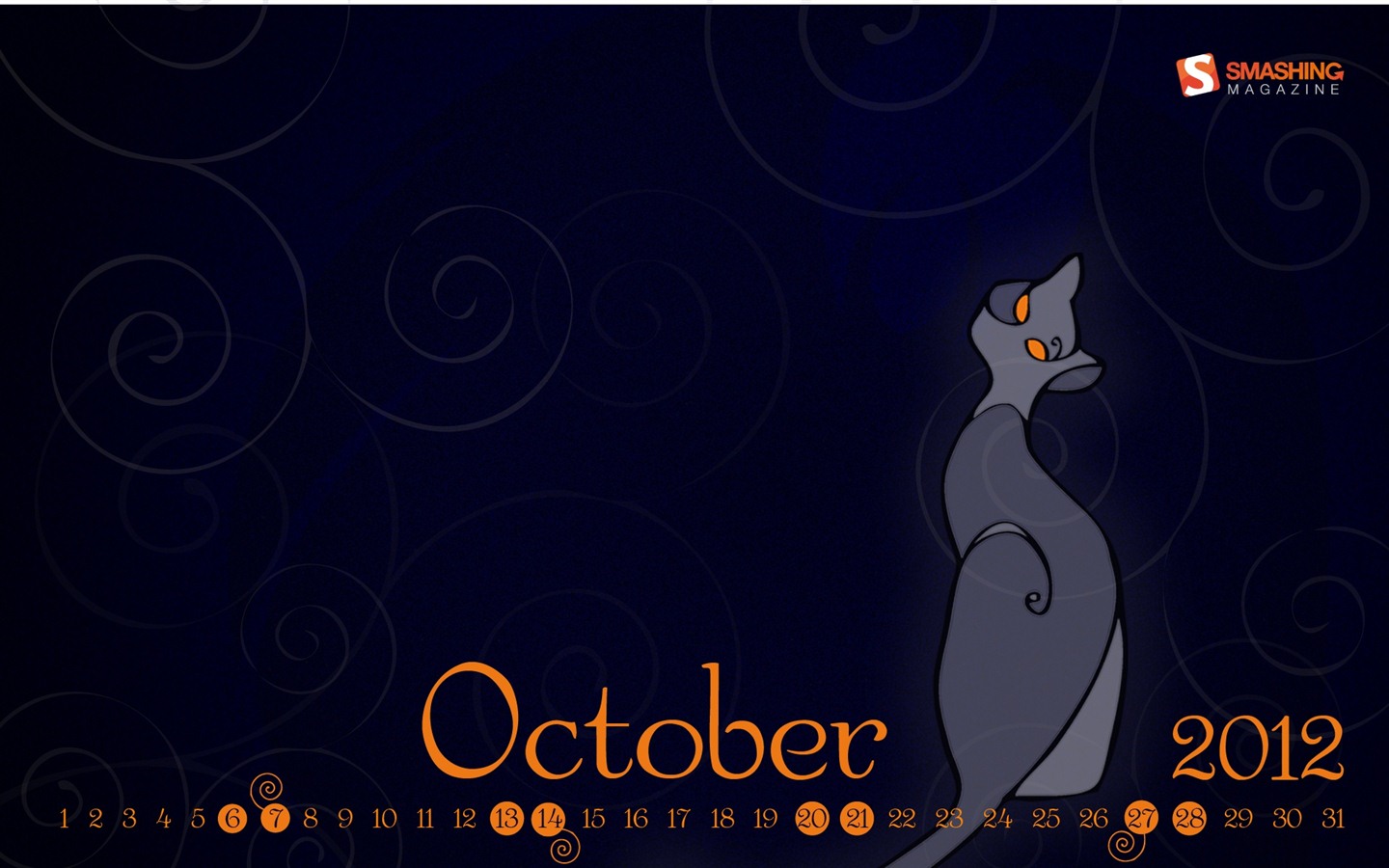 Octobre 2012 Calendar Wallpaper (1) #8 - 1440x900