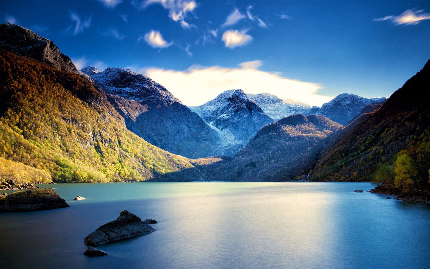 Lakes, sea, trees, forests, mountains, beautiful scenery wallpaper #2 - 1440x900