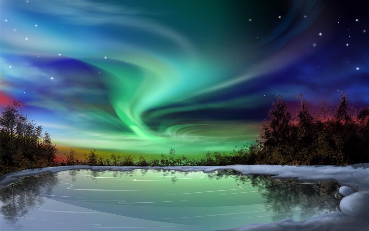 自然奇景，北极光高清壁纸(二)25 - 1440x900